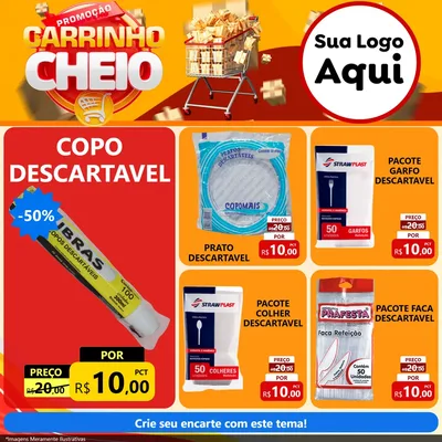 Modelo de Rede Social para Feed Facebook com o tema Promoção carrinho cheio para Embalagens