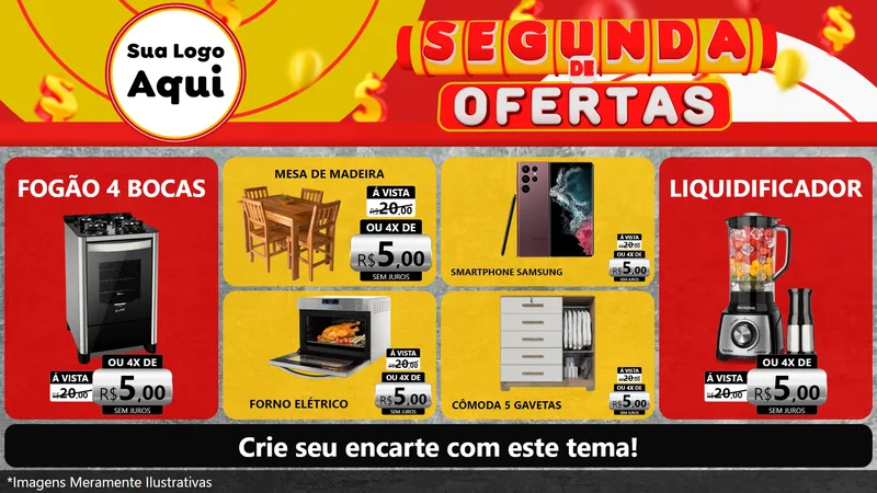 Modelo de TV para TV Horizontal com o tema Segunda de Ofertas para Móveis e Eletro
