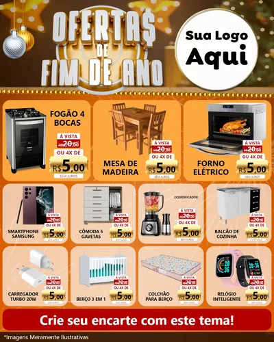 Modelo de Rede Social para Feed Instagram com o tema Ofertas de Fim de Ano para Móveis e Eletro