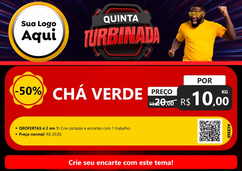 Modelo de Cartaz para Cartaz A4 Horizontal com o tema Quinta Turbinada para Produtos Naturais