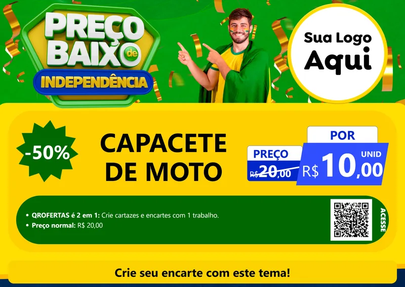 Modelo de Cartaz para Cartaz A4 Horizontal com o tema Preço Baixo de Independência para Moto peças