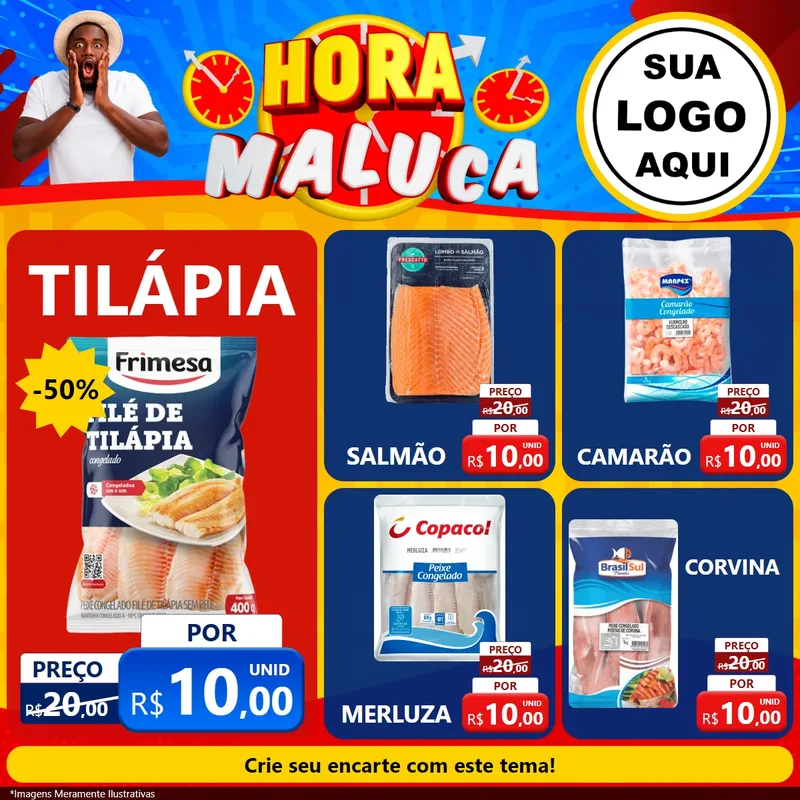 Modelo de Rede Social para Feed Facebook com o tema Hora Maluca para Peixaria
