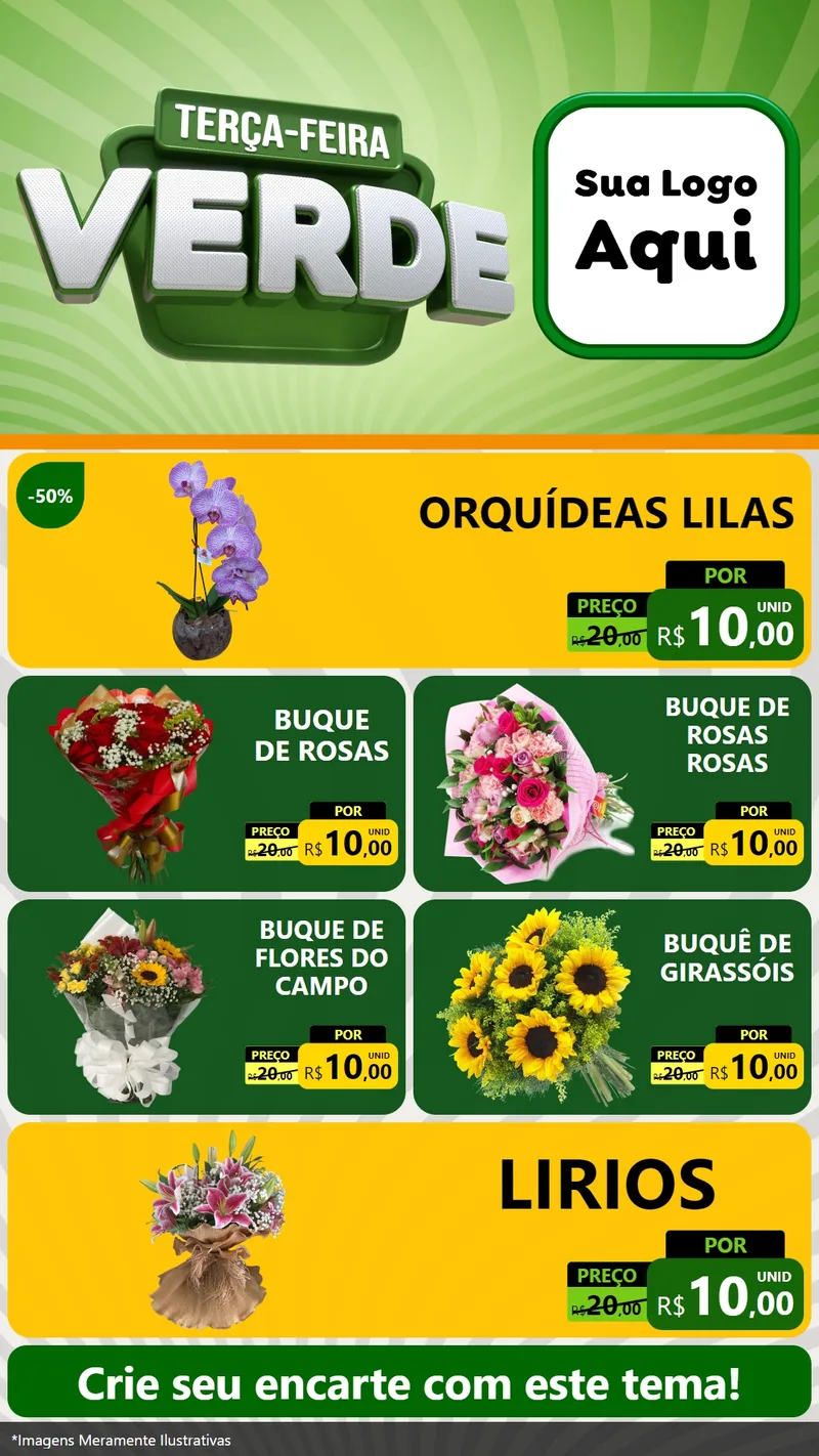 Modelo de TV para TV Vertical com o tema Terça - Feira Verde para Floricultura e jardim