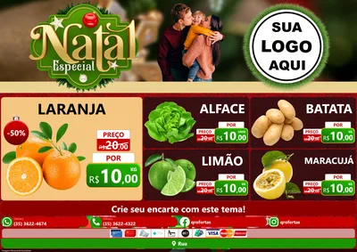 Modelo de Encarte para Encarte A4 Horizontal com o tema Natal Especial para Hortifrúti