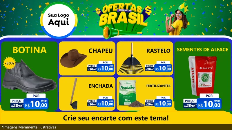 Modelo de TV para TV Horizontal com o tema Ofertas Semana do Brasil para Agropecuária