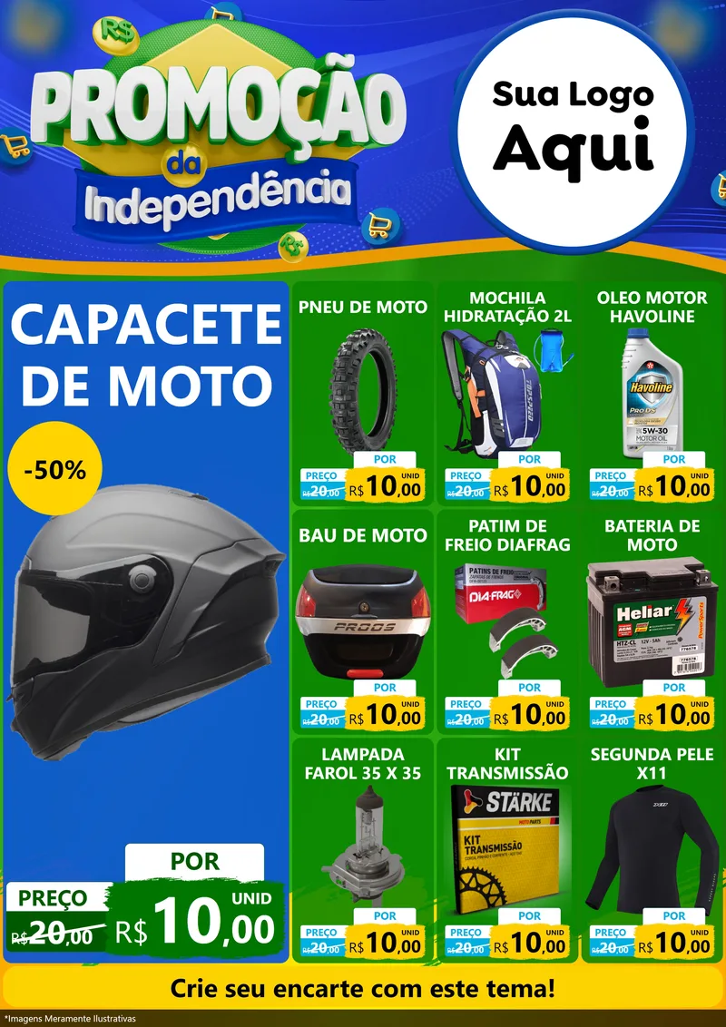 Modelo de Encarte para Encarte A4 Vertical com o tema Promoção da Independência para Moto peças