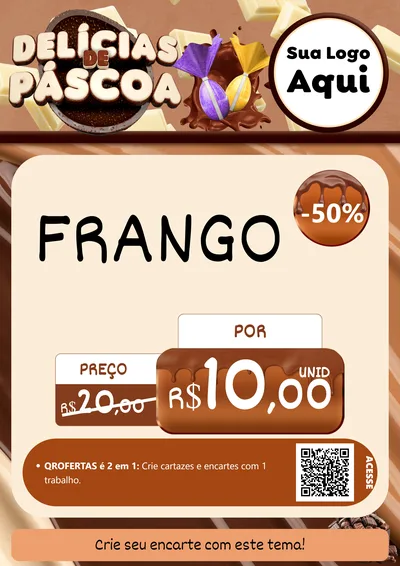 Modelo de Cartaz para Cartaz A4 Vertical com o tema Delícias de Páscoa para Assados