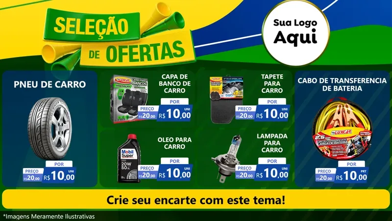 Modelo de TV para TV Horizontal com o tema Seleção de Ofertas - Copa para Auto peças