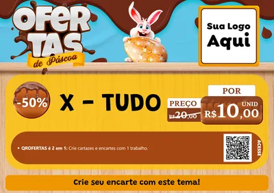 Modelo de Cartaz para Cartaz A4 Horizontal com o tema Ofertas de Páscoa para Hamburgueria