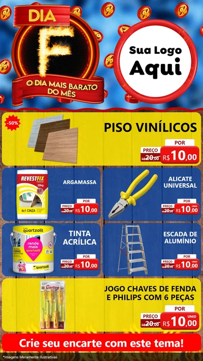 Modelo de TV para TV Vertical com o tema Dia F - O Dia Mais Barato Do Mês para Material para Construção