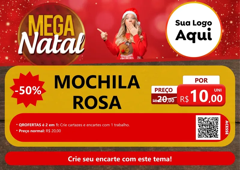 Modelo de Cartaz para Cartaz A4 Horizontal com o tema Mega Natal para Papelaria