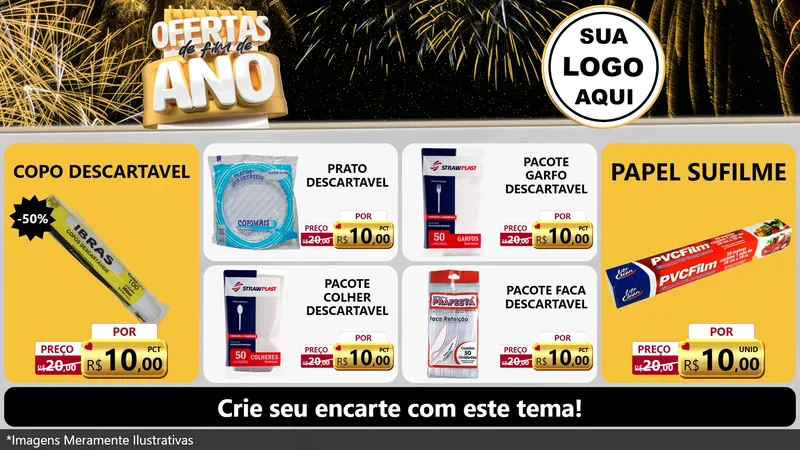 Modelo de TV para TV Horizontal com o tema Ofertas de Fim de Ano para Embalagens