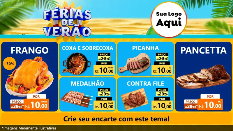 Modelo de TV para TV Horizontal com o tema Férias de Verão para Assados