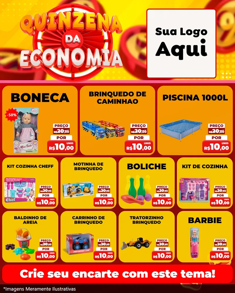 Modelo de Rede Social para Feed Instagram com o tema Quinzena Da Economia para Brinquedos