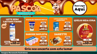 Modelo de TV para TV Horizontal com o tema Páscoa Fantástica para Frios e Laticínios