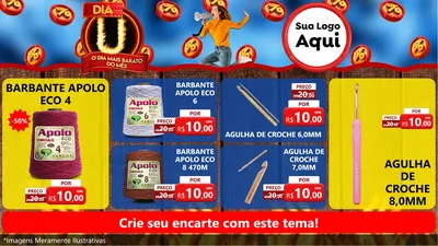 Modelo de TV para TV Horizontal com o tema Dia U - O Dia Mais Barato Do Mês para Armarinho e Aviamentos