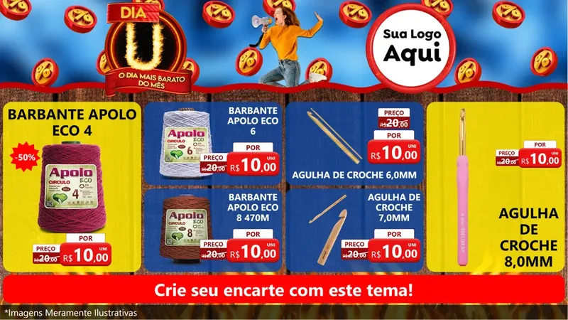 Modelo de TV para TV Horizontal com o tema Dia U - O Dia Mais Barato Do Mês para Armarinho e Aviamentos