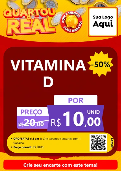 Modelo de Cartaz para Cartaz A4 Vertical com o tema Quartou do Real para Farmácia