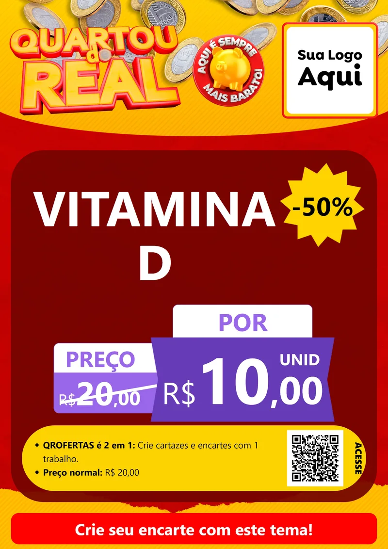 Modelo de Cartaz para Cartaz A4 Vertical com o tema Quartou do Real para Farmácia