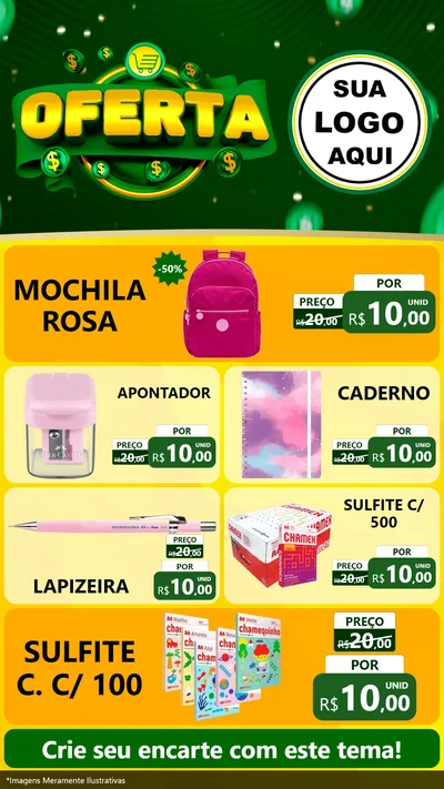 Modelo de TV para TV Vertical com o tema Oferta para Papelaria