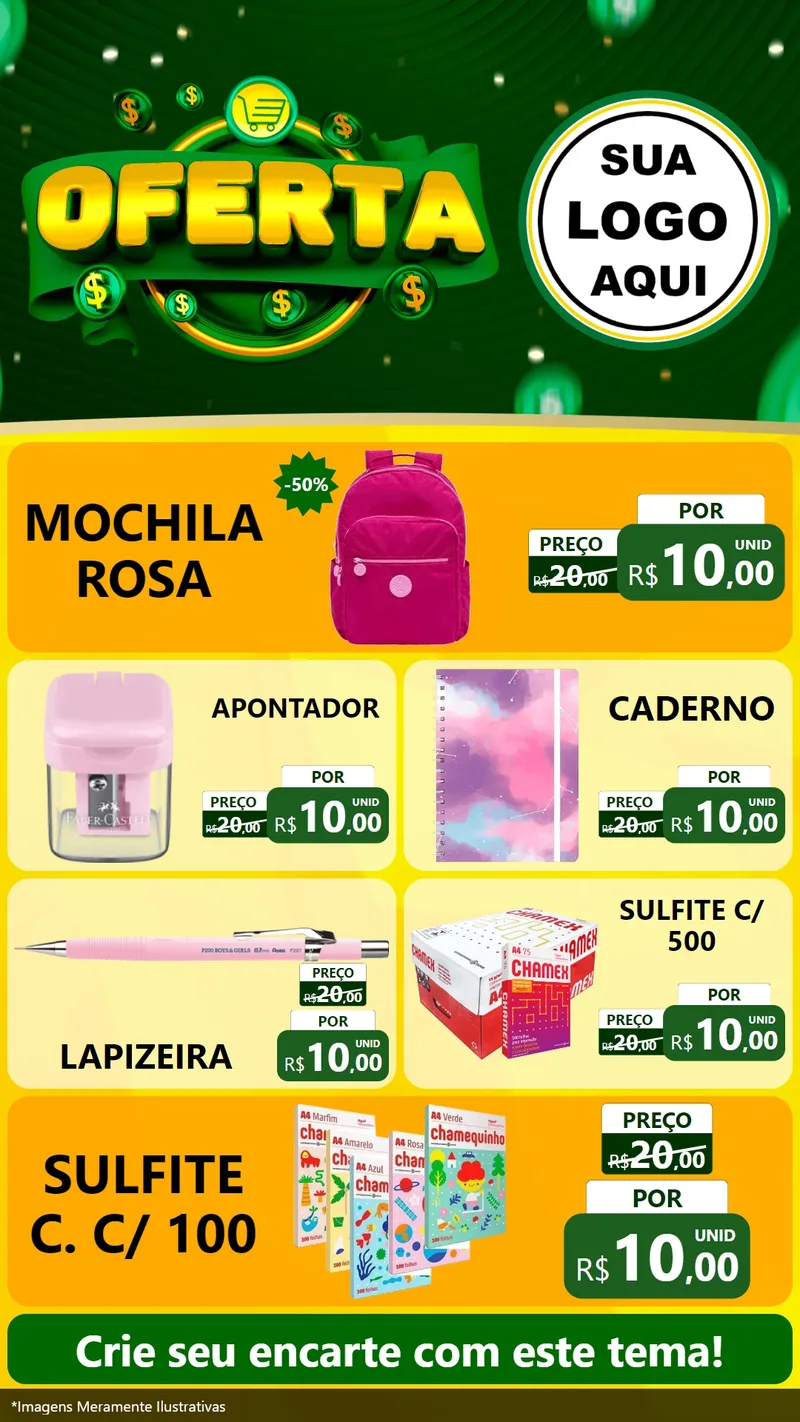 Modelo de TV para TV Vertical com o tema Oferta para Papelaria