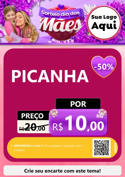 Modelo de Cartaz para Cartaz A4 Vertical com o tema Sorteio Dia das Mães para Açougue