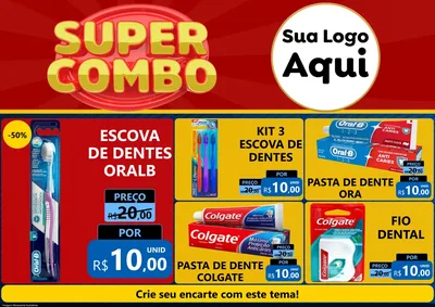 Modelo de Encarte para Encarte A4 Horizontal com o tema Super Combo para Higiene Pessoal