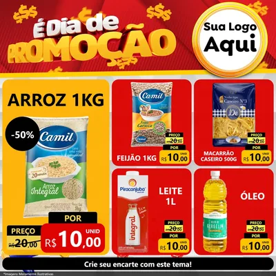 Modelo de Rede Social para Feed Facebook com o tema É Dia De Promoção para Supermercado