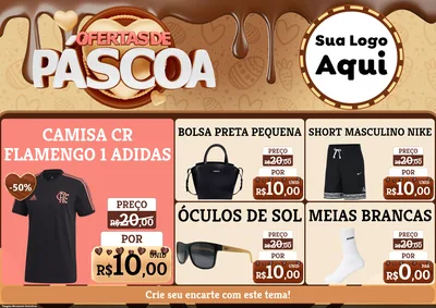Modelo de Encarte para Encarte A4 Horizontal com o tema Ofertas de Páscoa para Roupas e acessórios