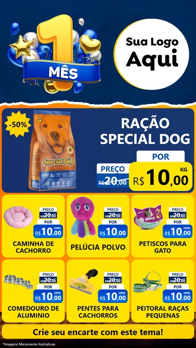 Modelo de Rede Social para Stories com o tema Um Mês de Aniversário para Pet Shop