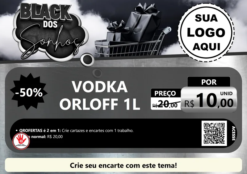 Modelo de Cartaz para Cartaz A4 Horizontal com o tema Black dos Sonhos para Distribuidora de bebidas