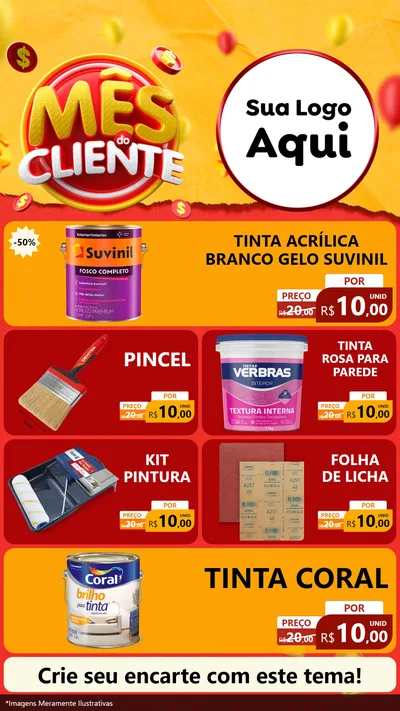 Modelo de TV para TV Vertical com o tema Mês do Cliente para Tintas e Ferramentas
