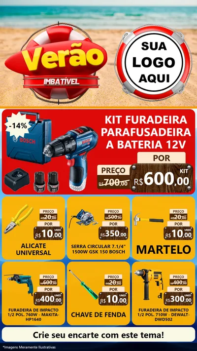 Modelo de Rede Social para Stories com o tema Verão Imbatível para Maquinas e Ferramentas