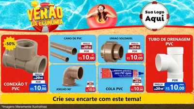 Modelo de TV para TV Horizontal com o tema Verão da Economia para Tubos e conexões