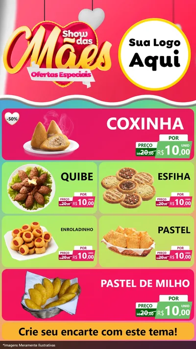 Modelo de TV para TV Vertical com o tema Show das Mães - Ofertas Especiais para Salgadaria