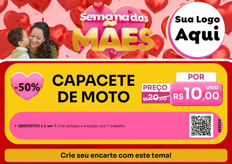 Modelo de Cartaz para Cartaz A4 Horizontal com o tema Semana Das Mães para Moto peças