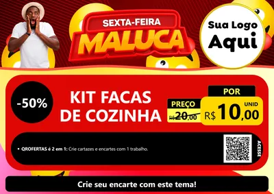 Modelo de Cartaz para Cartaz A4 Horizontal com o tema Sexta-feira Maluca para Utilidades Domésticas