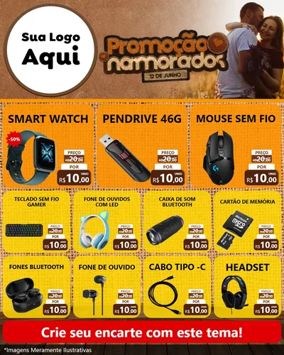 Modelo de Rede Social para Feed Instagram com o tema Promoção Namorados para Informática