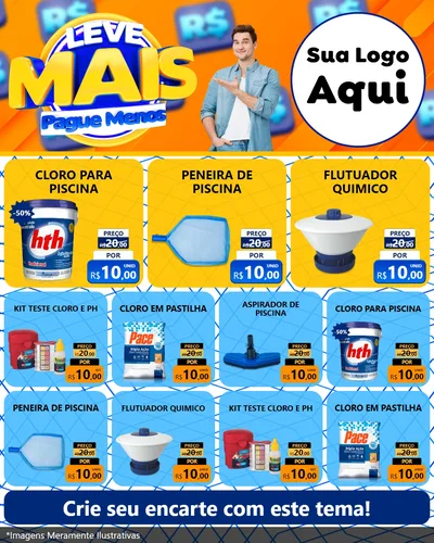 Modelo de Rede Social para Feed Instagram com o tema Leve Mais, Pague Menos para Produtos para Piscina
