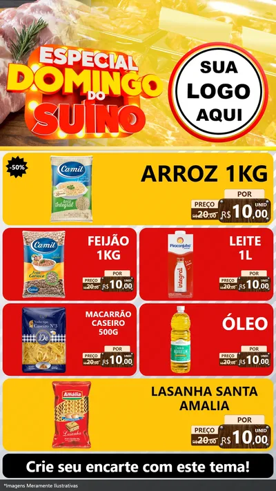 Modelo de TV para TV Vertical com o tema Especial Domingo do Suíno