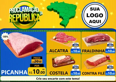 Modelo de Encarte para Encarte A4 Horizontal com o tema Proclamação da República para Açougue