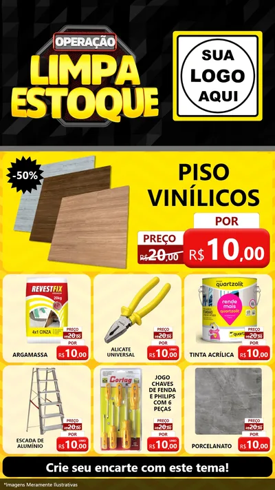 Modelo de Rede Social para Stories com o tema Operação Limpa Estoque para Material para Construção