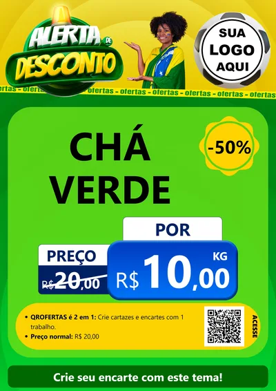 Modelo de Cartaz para Cartaz A4 Vertical com o tema Alerta de Desconto para Produtos Naturais