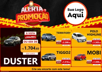 Modelo de Encarte para Encarte A4 Horizontal com o tema Alerta de Promoção para Concessionaria de Carros