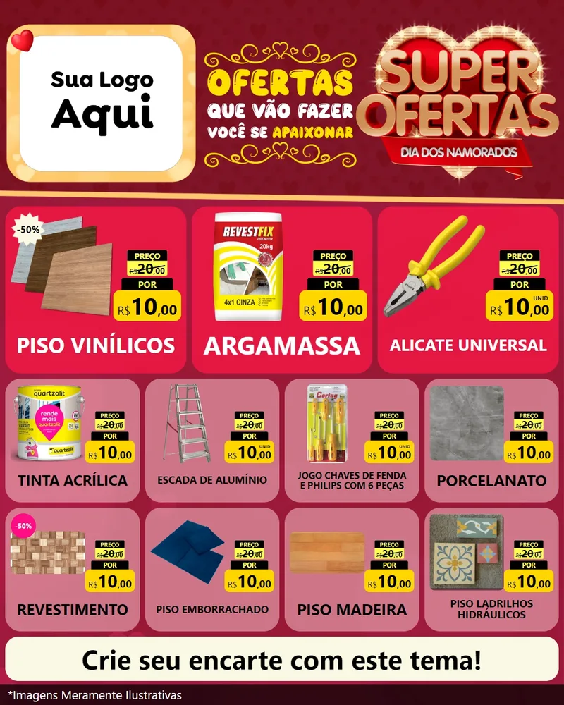 Modelo de Rede Social para Feed Instagram com o tema Dia dos Namorados para Material para Construção