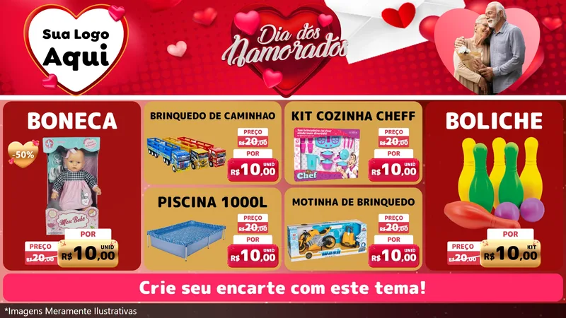Modelo de TV para TV Horizontal com o tema Dia Dos Namorados para Brinquedos