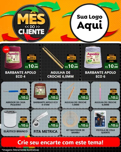 Modelo de Rede Social para Feed Instagram com o tema Mês do Cliente para Armarinho e Aviamentos