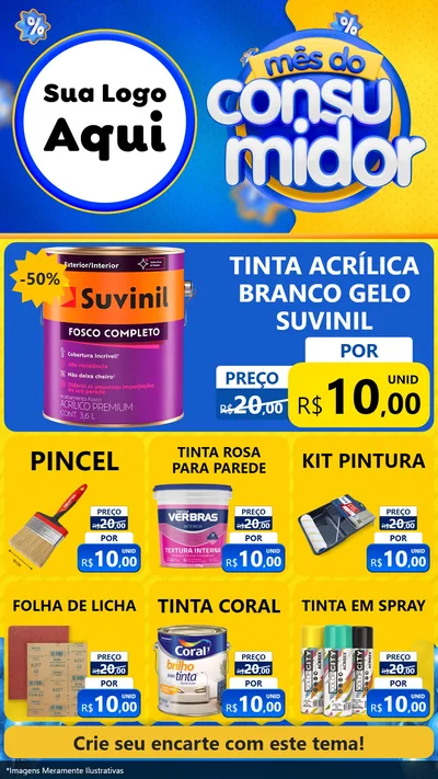Modelo de Rede Social para Stories com o tema Mês do Consumidor para Tintas e Ferramentas