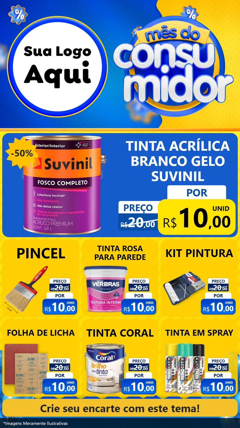 Modelo de Rede Social para Stories com o tema Mês do Consumidor para Tintas e Ferramentas