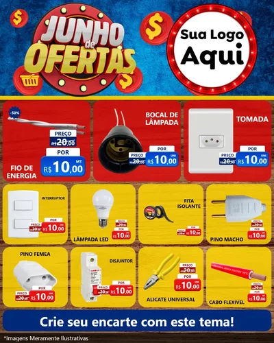 Modelo de Rede Social para Feed Instagram com o tema Junho de Ofertas para Materiais Elétricos
